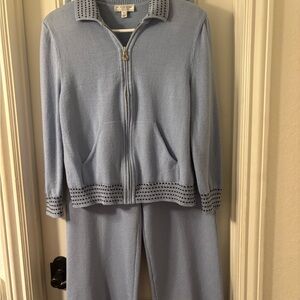 St. John Sport by Marie Gray Light Blue Santana Knit 2-piece wool blend Set